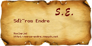 Sáros Endre névjegykártya